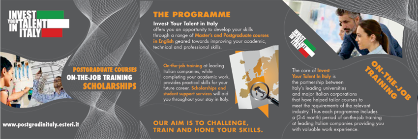 [Học bổng du học Ý] - Học Bổng Invest Your Talent In Italy năm 2018