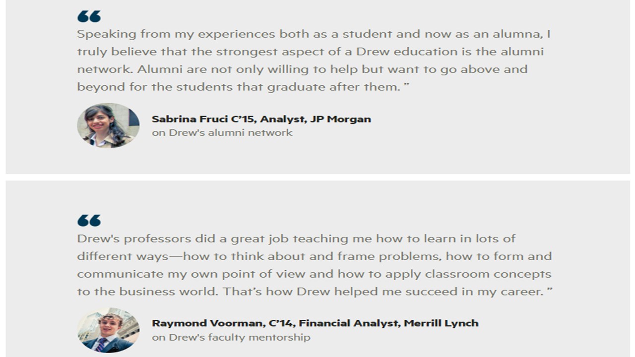 Nhận xét cảu sinh viên về chương trình thạc sĩ tài chính tại đại học Drew